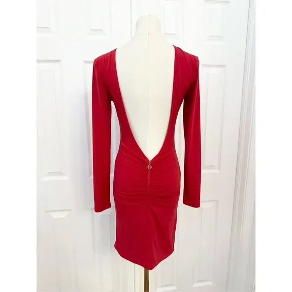 Nookie | Dresses | Nookie Red Low Back Backless Long Sleeve Bodycon Dress Ruched Medium | Poshmark Nookie | Dresses | Nookie Red Low Back Backless Long Sleeve Bodycon Dress Ruched Medium | Poshmark